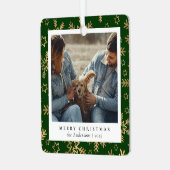 Minimaal Elegant Groen Goud Kerstpaar Foto Metalen Ornament (Voorkant links)