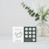 Minimaal Elegant Groen Wit Script Klantenkaartje (Staand voorkant)