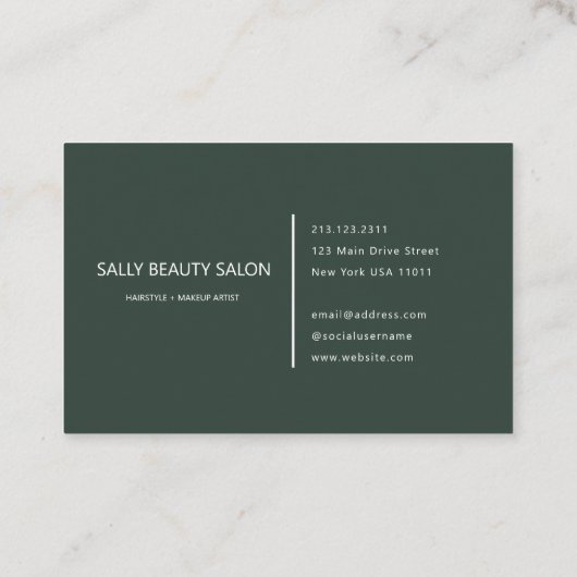 Minimaal Elegant Groen Wit Script Klantenkaartje (Achterkant)