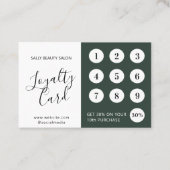 Minimaal Elegant Groen Wit Script Klantenkaartje (Voorkant)