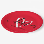 Minimaal Elegant Hart op Rood Papieren Bordje (Gekanteld)