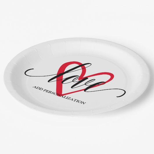 Minimaal Elegant Hart Papieren Bordje (Gekanteld)