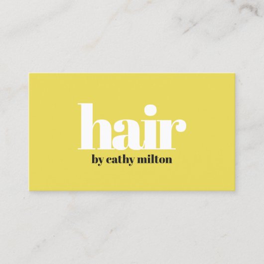 Minimaal Elegant Helder Geel Haar Stylist Visitekaartje (Voorkant)