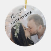 Minimaal Elegant Hoekige Pas getrouwd Foto Keramisch Ornament (Voorkant)