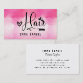 Minimaal Elegant Hot Pink Haarstylist Visitekaartje (Voorkant / Achterkant)