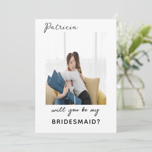 Minimaal Elegant Ivoor Bruidsmeisje voorstel Kaart (Staand voorkant)