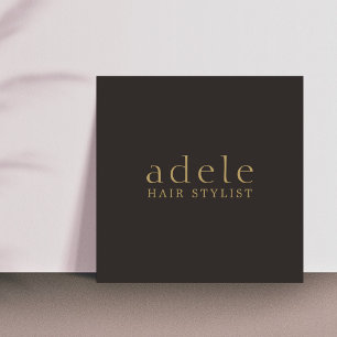 Minimaal Elegant Ivoor Zwart Gouden Kapper Vierkante Visitekaartje