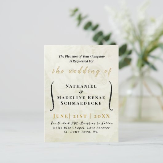 Minimaal Elegant Ivory Wedding Briefkaart. Briefkaart (Staand voorkant)