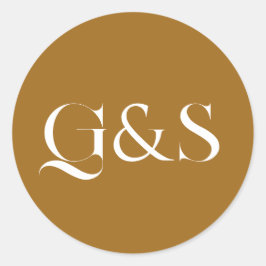 Minimaal Elegant Kalligrafie Trouwmonogram Ronde Sticker