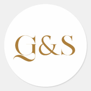 Minimaal Elegant Kalligrafie Trouwmonogram Ronde Sticker