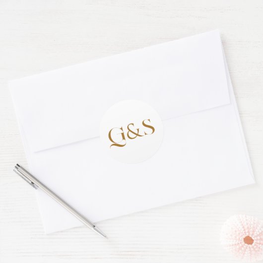 Minimaal Elegant Kalligrafie Trouwmonogram Ronde Sticker (Envelop)