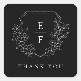 Minimaal Elegant Kersenbloesem Monogram Wapen Vierkante Sticker