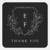 Minimaal Elegant Kersenbloesem Monogram Wapen  Vierkante Sticker (Voorkant)