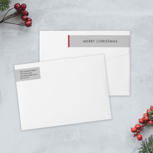 Minimaal Elegant Kerst Grijs Rood Retouradres