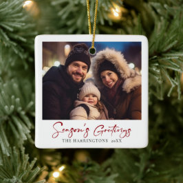 Minimaal Elegant Kerstfeest Familie Foto Ornament