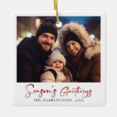 Minimaal Elegant Kerstfeest Familie Foto Ornament (Voorkant)