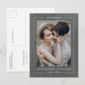 Minimaal Elegant Krijtbord Save the Date Foto Aankondigingskaart (Voorkant / Achterkant)