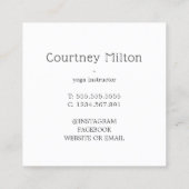 Minimaal Elegant Lotus Icon Clean White Vierkante Visitekaartje (Achterkant)