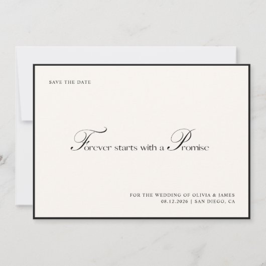 Minimaal Elegant Luxe Script Bruiloft Save The Date (Voorkant)