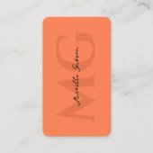Minimaal Elegant Marine Coral Modern Monogram Visitekaartje (Voorkant)