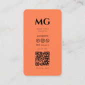 Minimaal Elegant Marine Coral Modern Monogram Visitekaartje (Achterkant)
