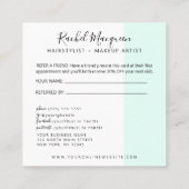 Minimaal Elegant Mint Green White Script Aanbevelingskaartje (Achterkant)