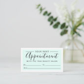 Minimaal Elegant Mint Groen Wit Rand Script Afsprakenkaartje (Staand voorkant)