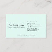 Minimaal Elegant Mint Groen Wit Rand Script Afsprakenkaartje (Achterkant)