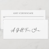 Minimaal Elegant Modern Business Gift Certificaat (Voorkant / Achterkant)