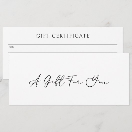 Minimaal Elegant Modern Business Gift Certificaat (Voorkant / Achterkant)