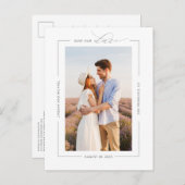 Minimaal Elegant Modern Eenvoudig Bewaar de datumf Aankondigingskaart (Voorkant / Achterkant)