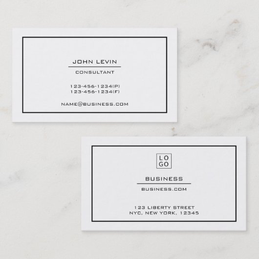 Minimaal Elegant Modern Professioneel Logo Contact Visitekaartje (Voorkant / Achterkant)