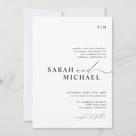 Minimaal Elegant Modern Script QR Code Wedding Kaart (Voorkant)