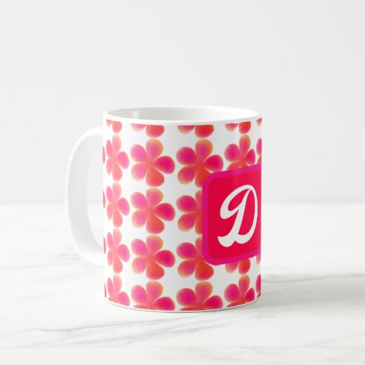 Minimaal elegant monogram botanisch bloemmotief koffiemok (Voorkant links)