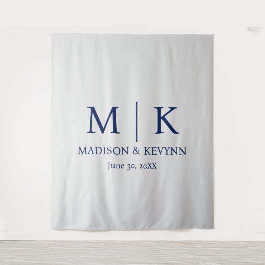 Minimaal & Elegant Monogram Bruiloft Wandkleed (Voorkant)