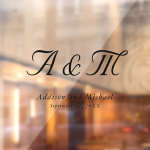 Minimaal, Elegant, Monogram, Huwelijk Raamsticker