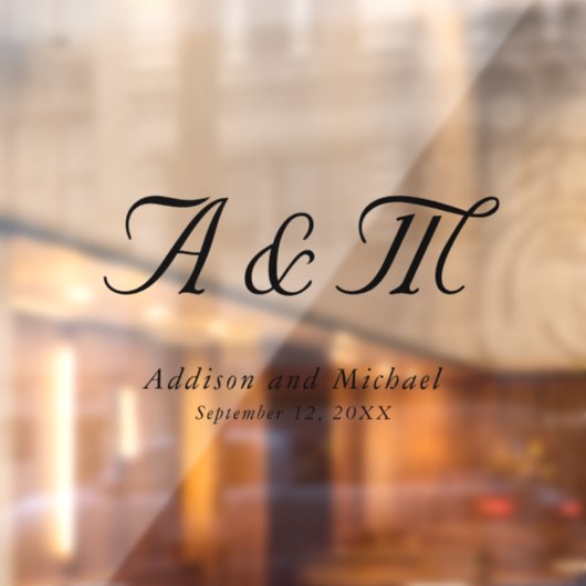 Minimaal, Elegant, Monogram, Huwelijk Raamsticker (Vel 2)