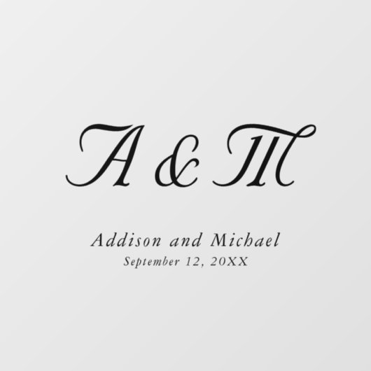 Minimaal, Elegant, Monogram, Huwelijk Raamsticker (Vel)