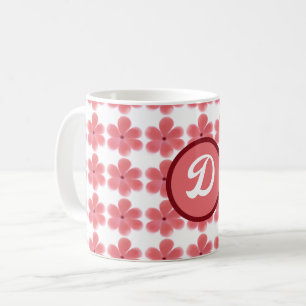 minimaal elegant monogram oranje botanisch patroon koffiemok