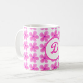 minimaal elegant monogram roze botanisch patroon koffiemok