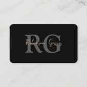 Minimaal Elegant Monogram Zwart QR Code Visitekaartje (Voorkant)