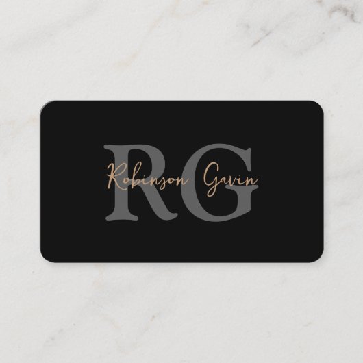 Minimaal Elegant Monogram Zwart QR Code Visitekaartje (Voorkant)