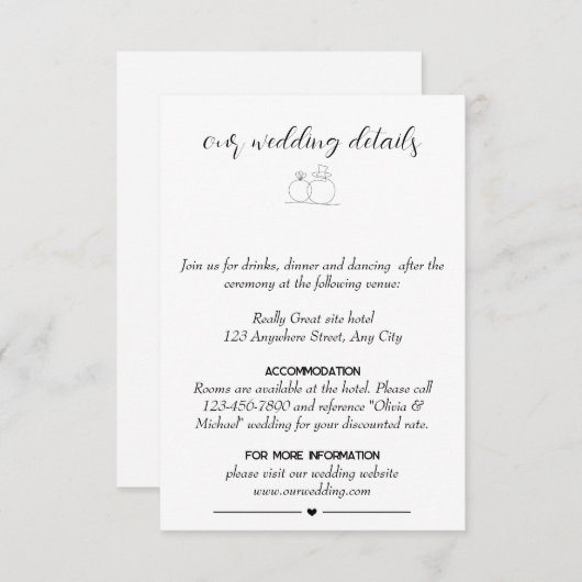 Minimaal elegant ontwerp informatiekaartje (Voorkant / Achterkant)