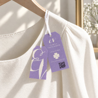Minimaal Elegant Paars Wit Product QR Hang Cadeau Cadeaulabel