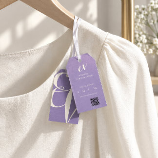 Minimaal Elegant Paars Wit Product QR Hangtag Cadeaulabel