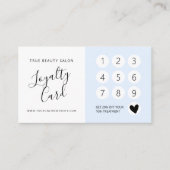 Minimaal Elegant Pastel Blue White Script Klantenkaartje (Voorkant)