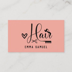 Minimaal Elegant Perzik Koraal Haarstylist Visitekaartje