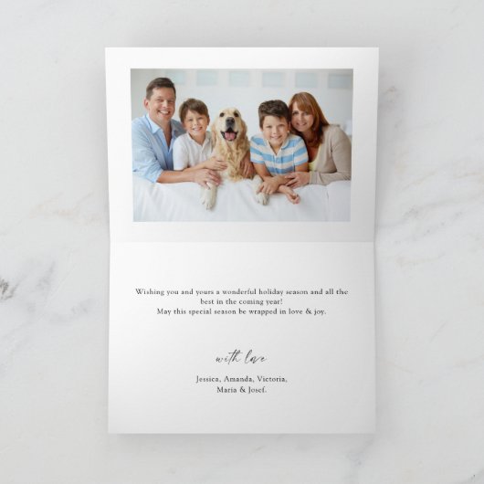 Minimaal Elegant Pine Tree Kerstmis 3 Foto Feestdagen Kaart (Binnen)