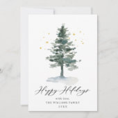 Minimaal Elegant Pine Tree Kerstmis 3 Foto Feestdagenkaart (Voorkant)