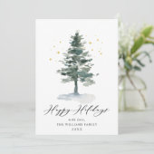 Minimaal Elegant Pine Tree Kerstmis 3 Foto Feestdagenkaart (Staand voorkant)